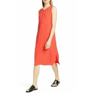 EILEEN FISHER Sleeveless Crepe Shift Dress Red Lory
